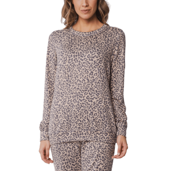 PA-20242-174-2- Pigiama due pezzi manica lunga in morbido tessuto - Dark grey animalier