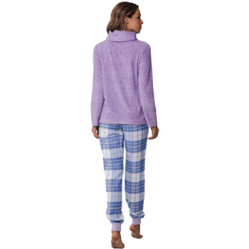 RE-41242-438-2 - Pigiama due pezzi manica lunga in morbido pile di flanella -Light purple