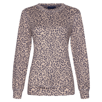 PA-20242-174-2- Pigiama due pezzi manica lunga in morbido tessuto - Dark grey animalier